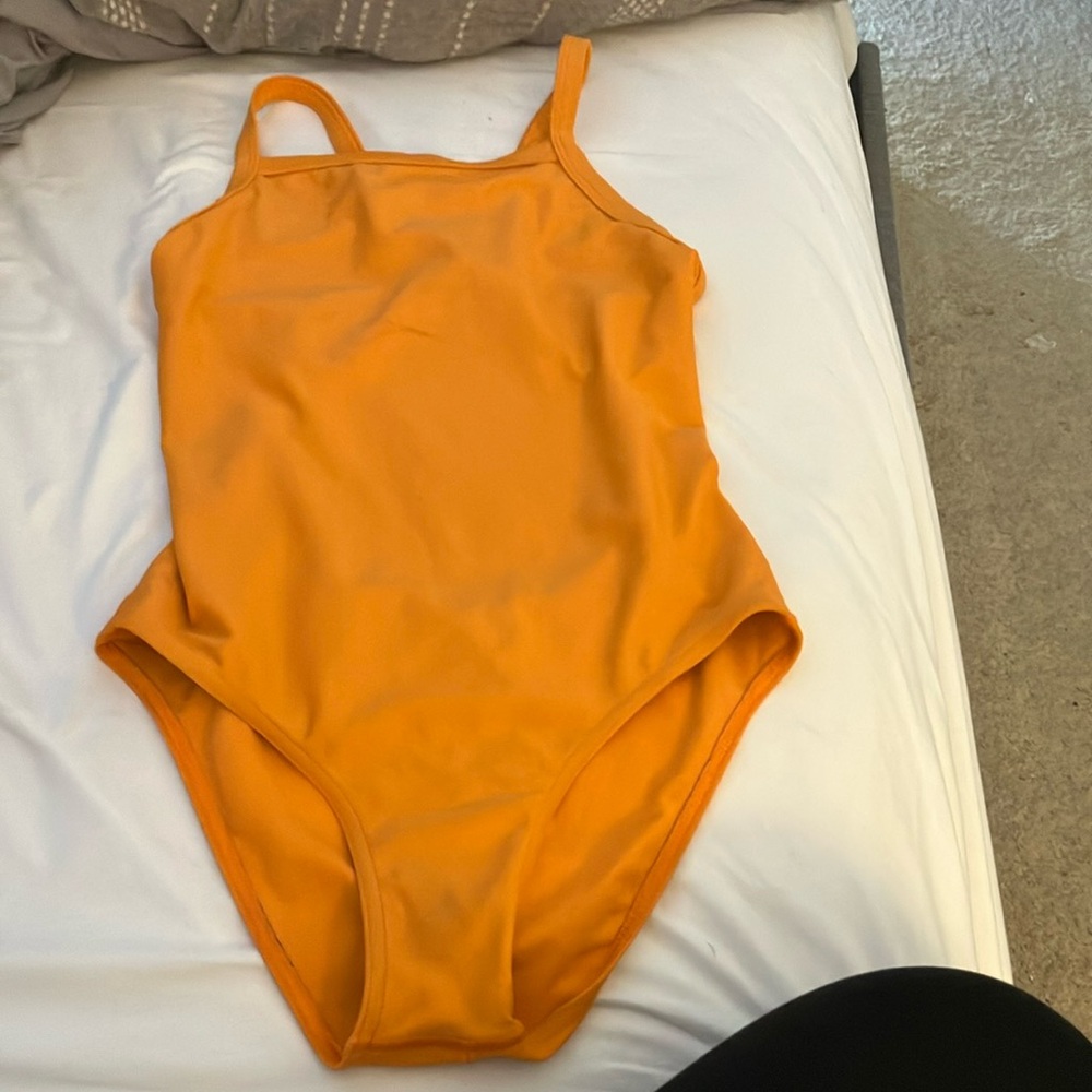 Vibrant Orange One-Piece Swimsuit with Spaghetti Straps